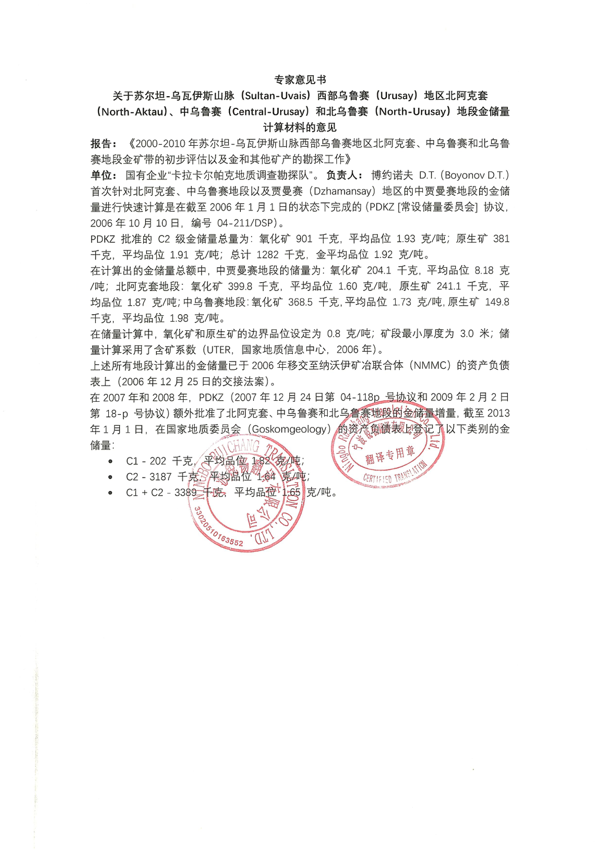 勘探报告资料页 1